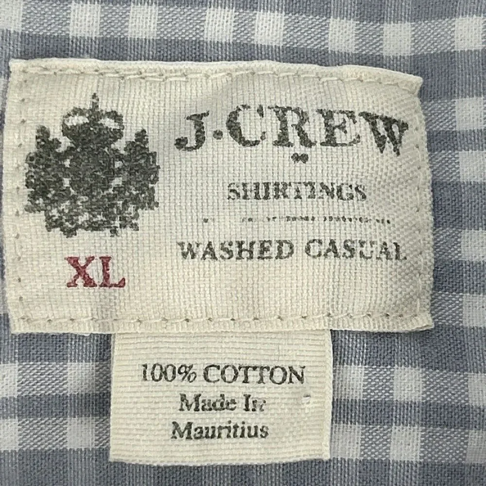 J Crew Shirt Men XL Gray White Plaid Button Down Washed‎ Casual Tailored Fit